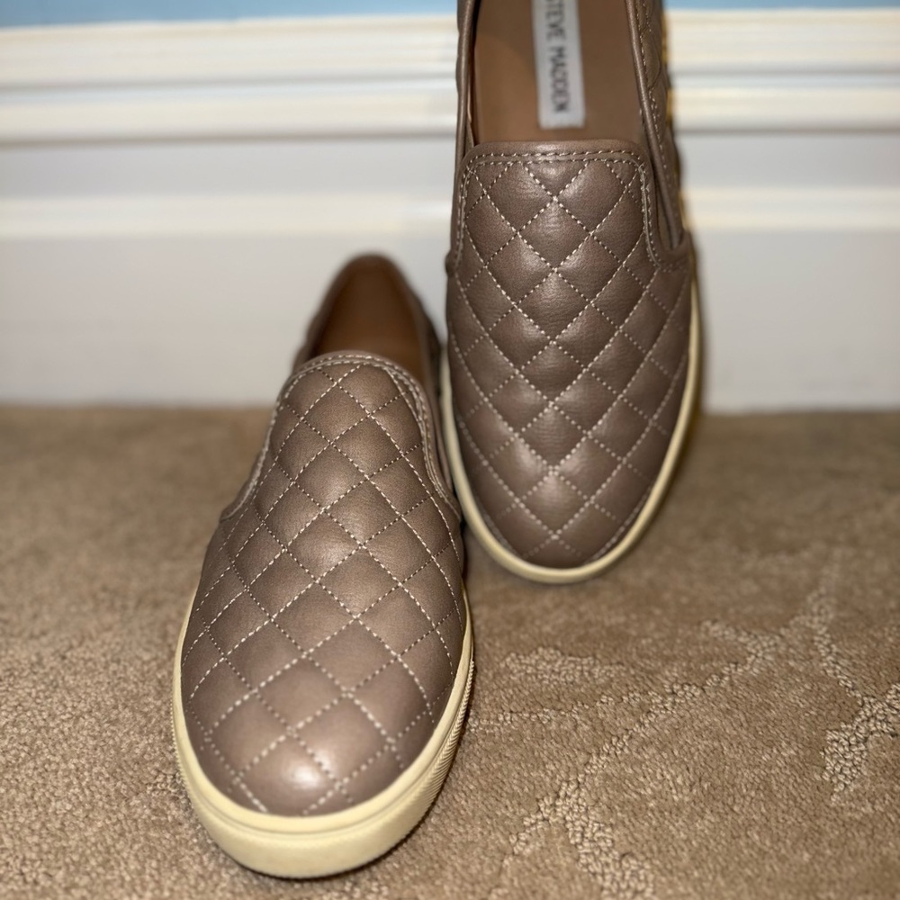 Steve Madden Brown Quilted Slip-Ons